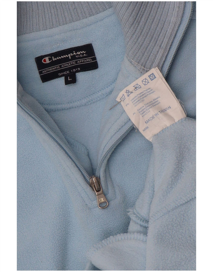Champion Pull polaire à col zippé pour femme UK 16 Large Bleu Polyester