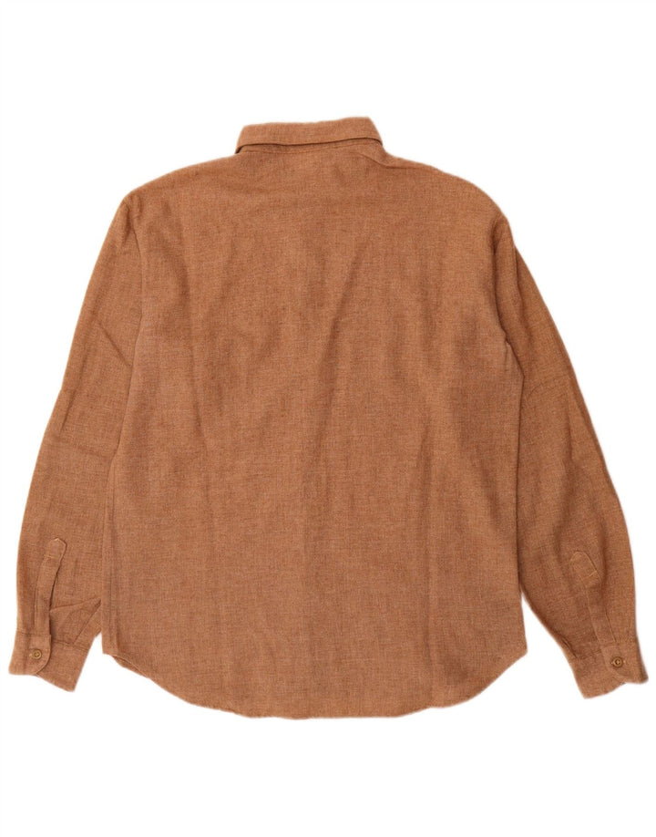 vintage Chemise Homme Taille 39 Polyester Brun Moyen