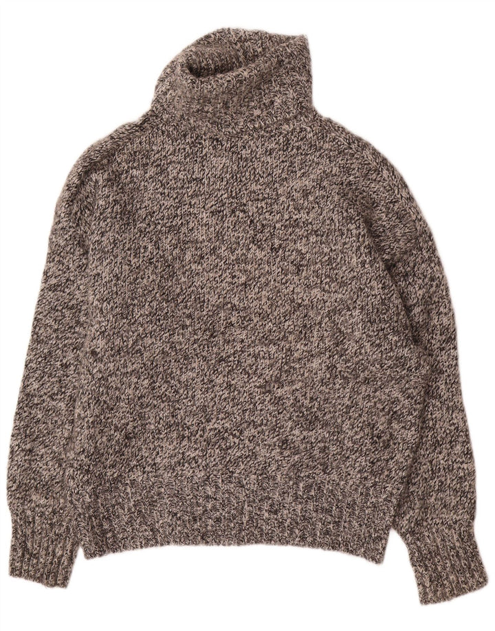 Zara Pull surdimensionné à col roulé pour femme UK 10 Petit gris moucheté