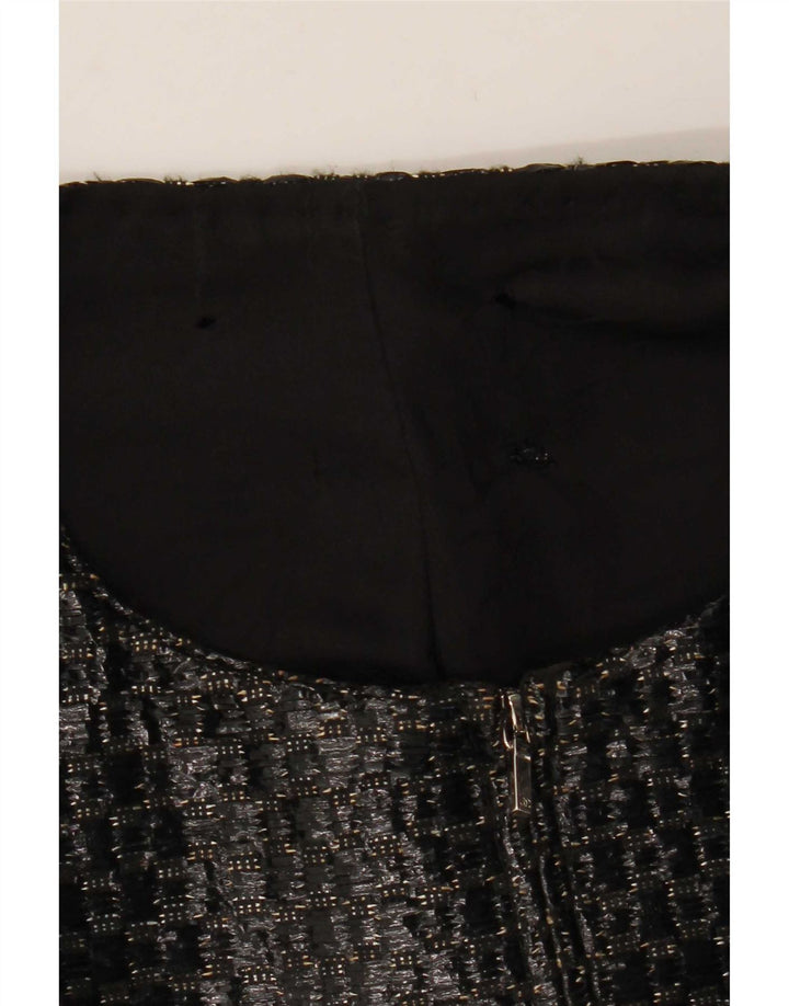 vintage Femmes 3/4 Manches Blazer Veste UK 12 Moyen Noir Géométrique