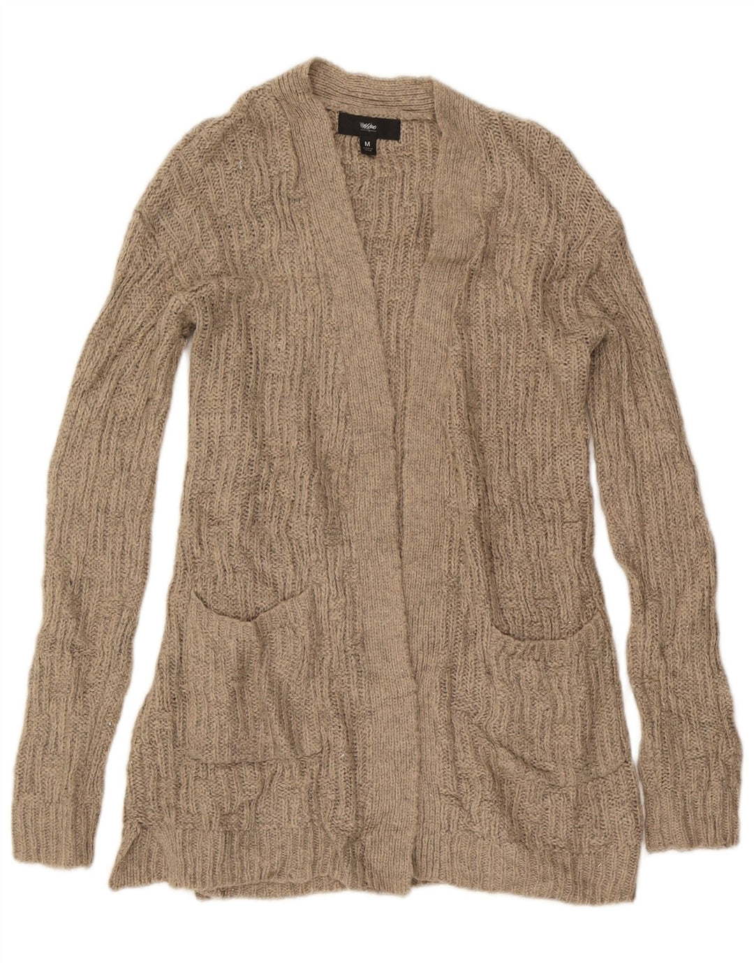 MOSSIMO Pull cardigan ouvert long pour femme UK 14 Acrylique beige moyen