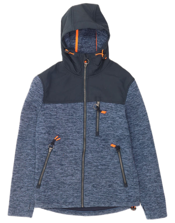 Superdry Mens Hooded Tracksuit Top Jacket Small Blue Flecked Sports