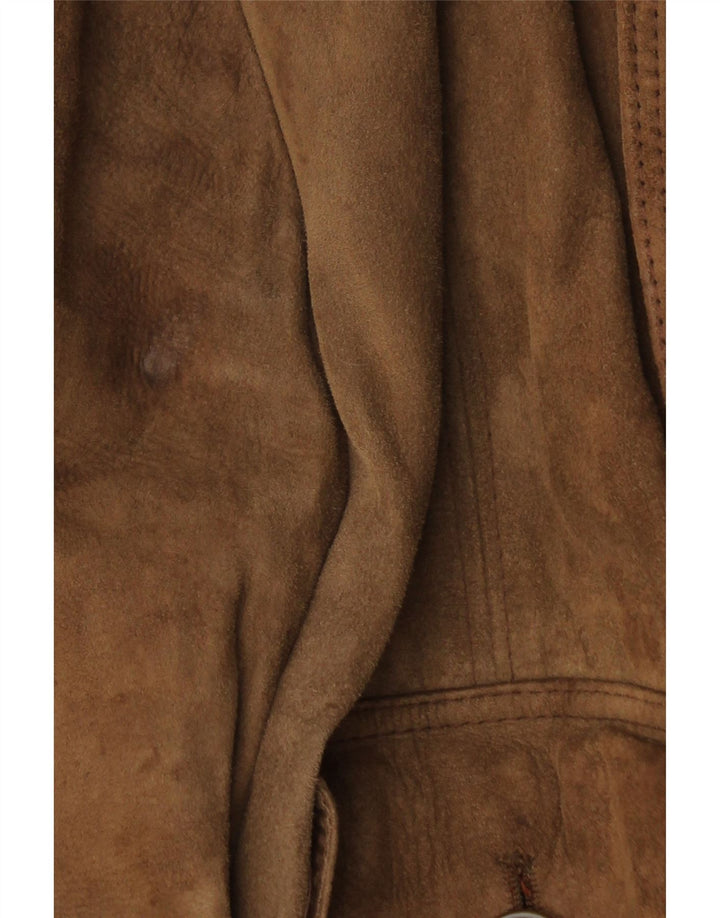 VINTAGE Veste Bomber En Daim Homme IT 44 XS Marron