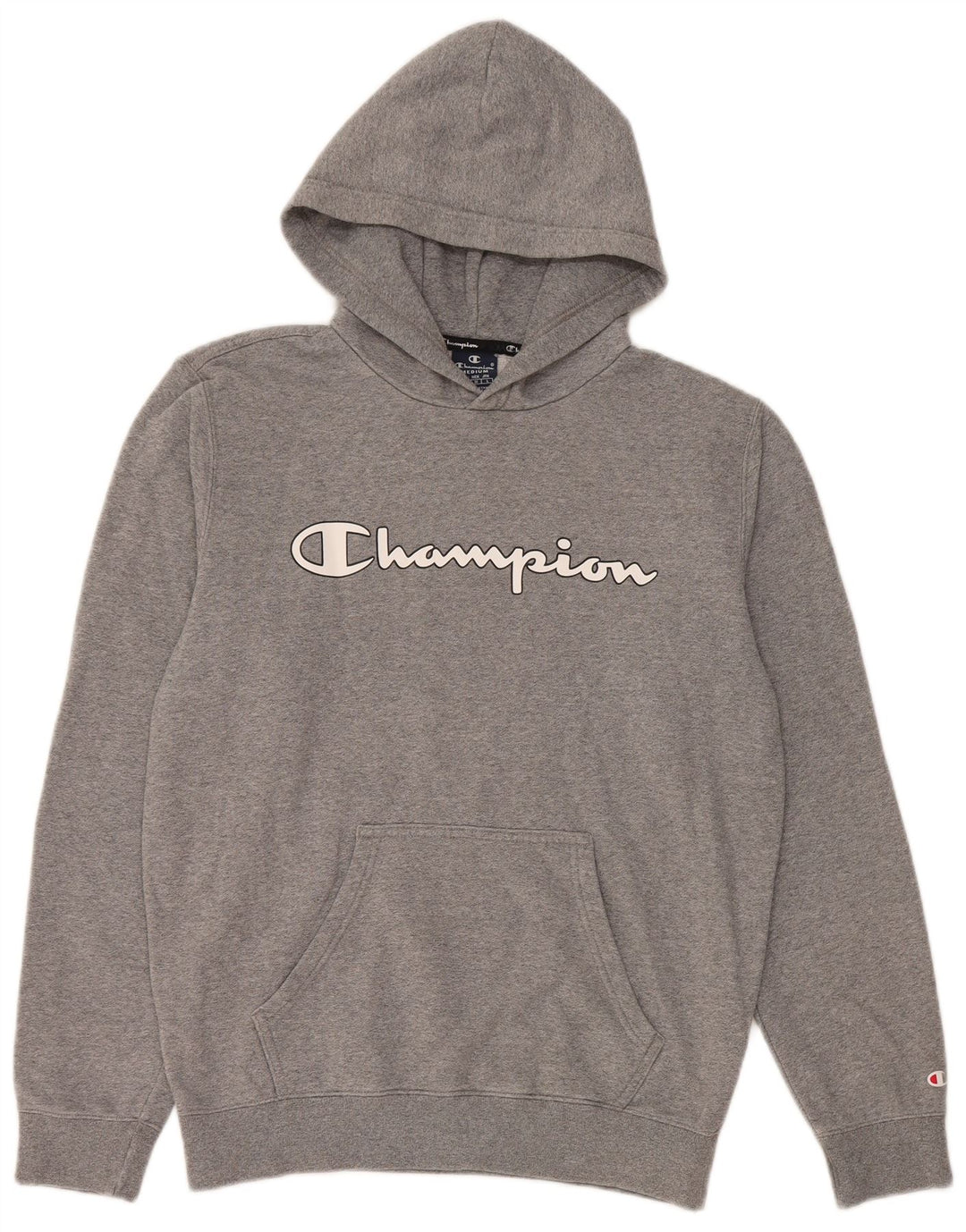 CHAMPION Pull à Capuche Graphique Homme Gris Moyen Coton