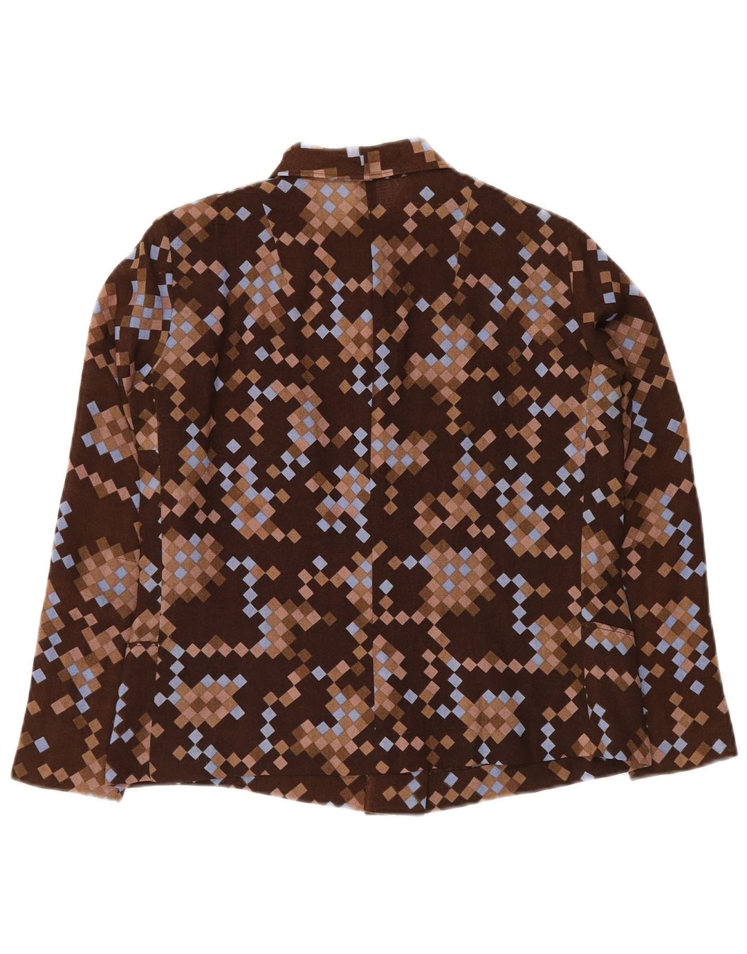 VINTAGE Veste Bomber Femme UK 12 Moyen Brun Géométrique