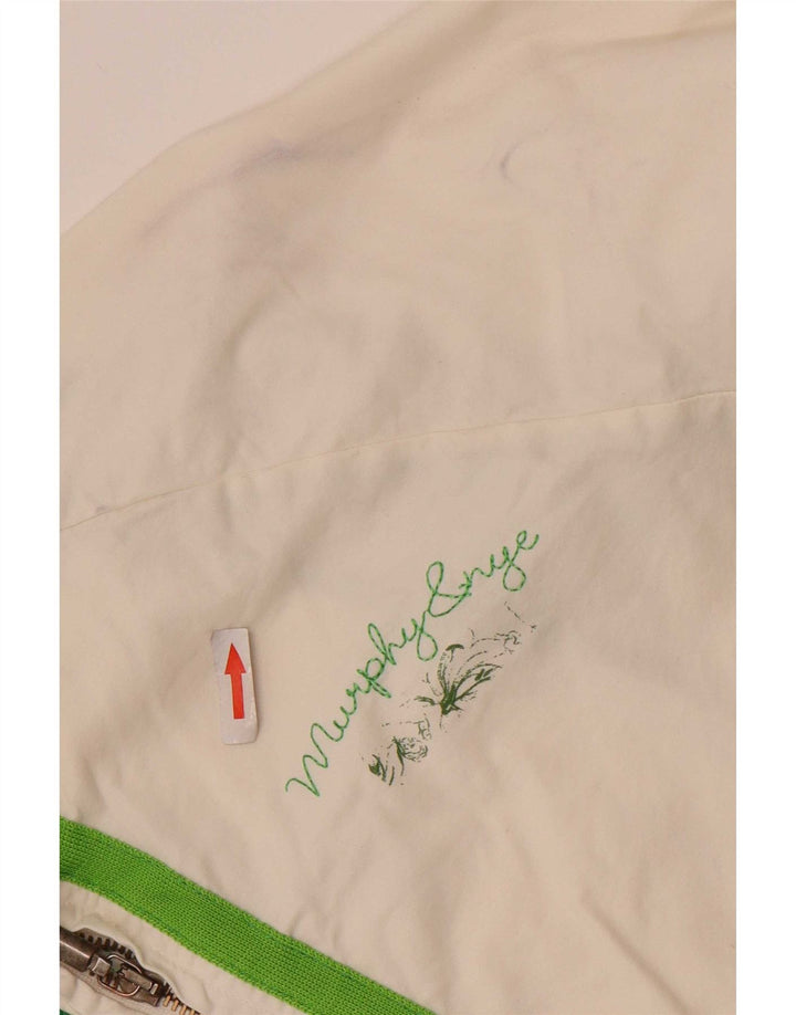 Murphy & Nye Veste bomber graphique pour femme UK 16 Grand coton blanc