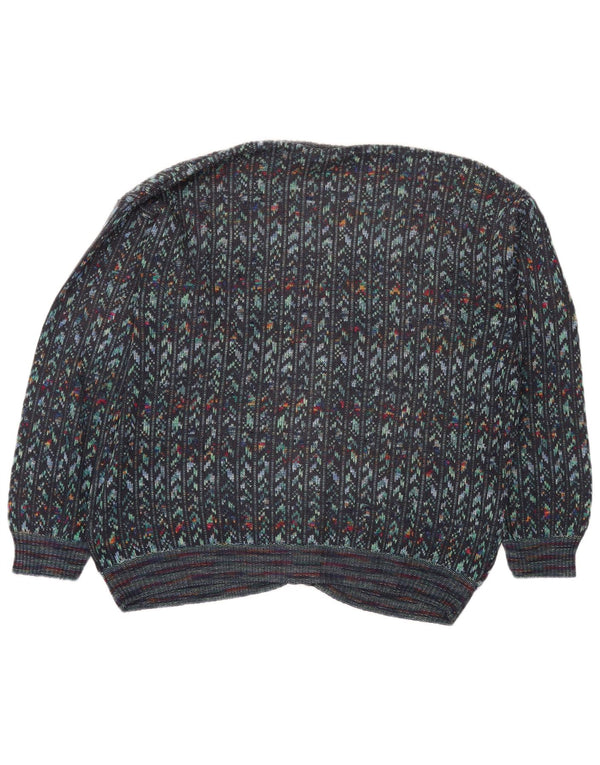 vintage Mens Cardigan Sweater IT 54 XL Multicolore Géométrique