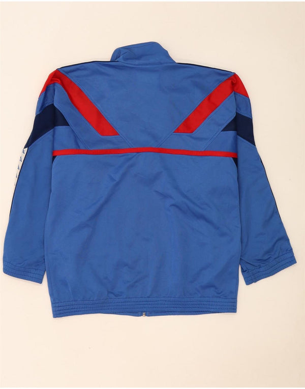 vintage Mens Graphic Survêtement Top Veste Bleu Moyen Colourblock Polyester