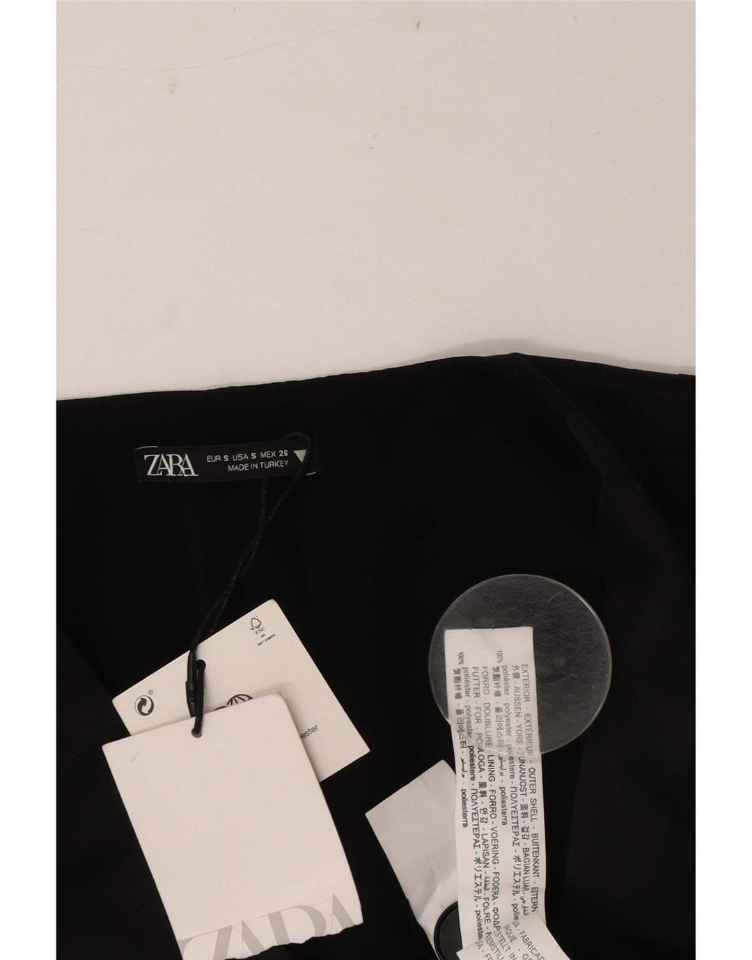 Zara Womens Double Breasted Blazer Jacket UK 10 Petit Noir Géométrique