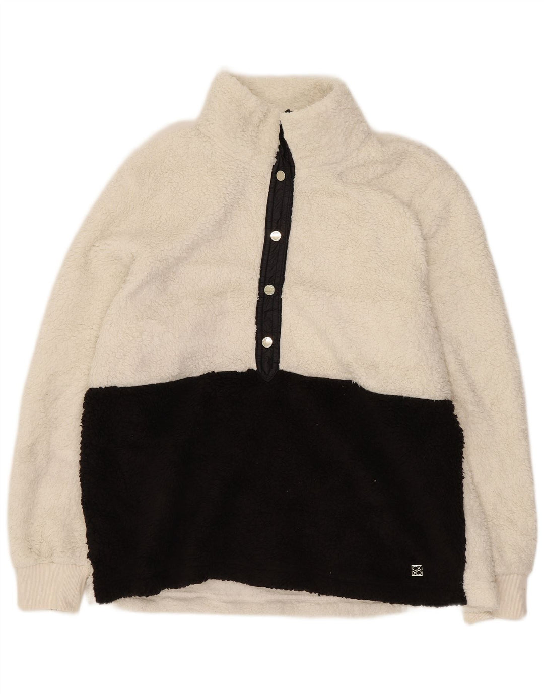 Calvin Klein Pull polaire surdimensionné pour femme UK 14 Medium Blanc Colourblock