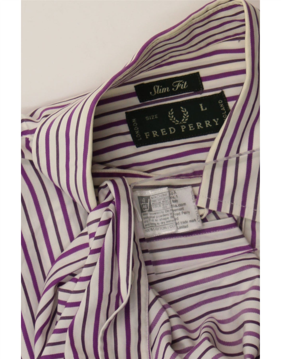 Fred Perry Chemise Slim Fit pour hommes en coton à fines rayures gris