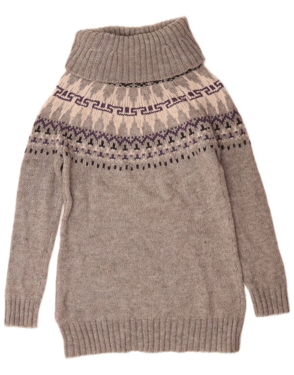Marks & Spencer Pull col roulé pour femme UK 12 Gris moyen Fair Isle