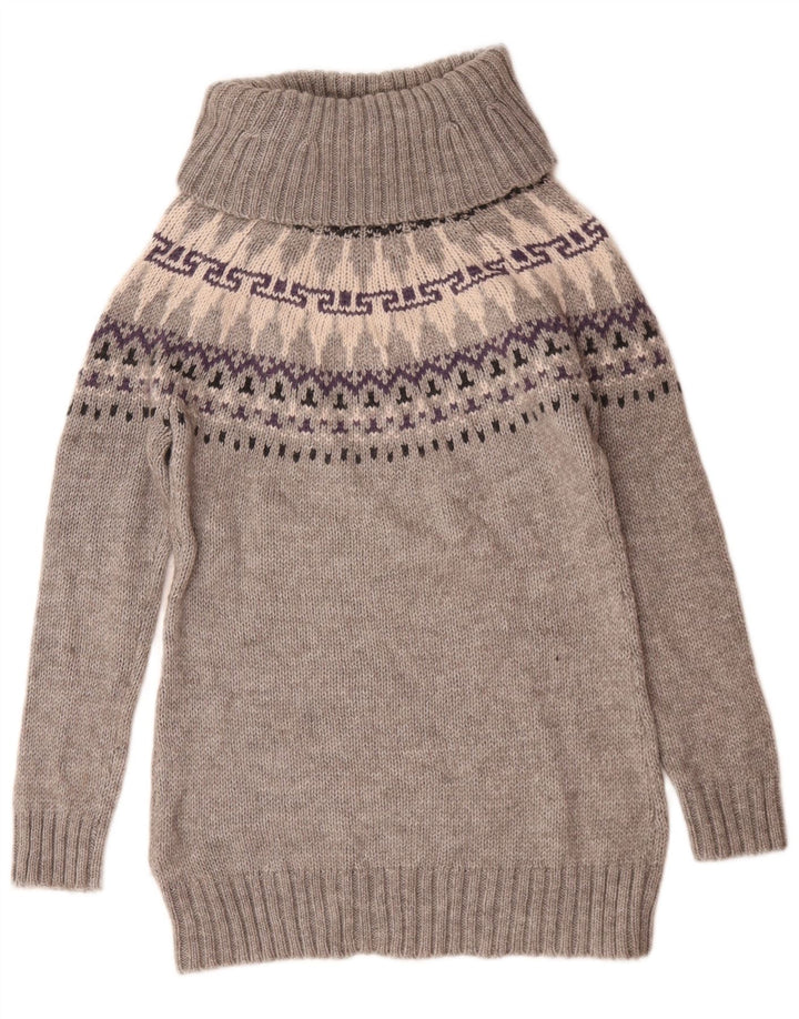 Marks & Spencer Pull col roulé pour femme UK 12 Gris moyen Fair Isle