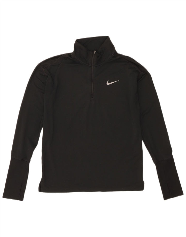 Haut de survêtement Nike Dri Fit à col zippé pour femme UK 6 XS Noir Polyester