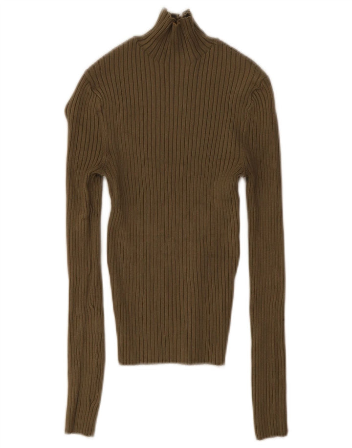 Zara Femme Crop Top UK 8 Small Kaki Viscose