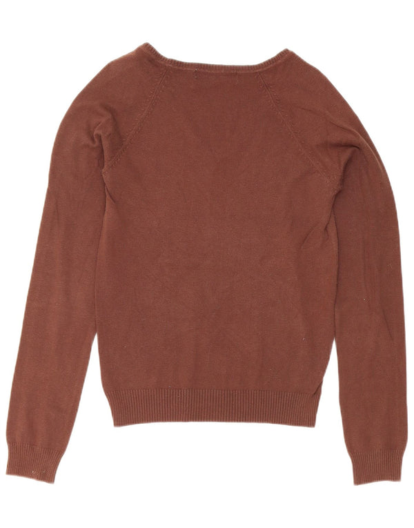 Zara Pull col V pour femme UK 12 en coton marron moyen