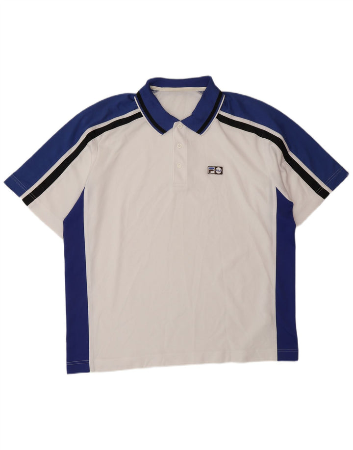 FILA Polo Homme XL Blanc Colorblock Polyester