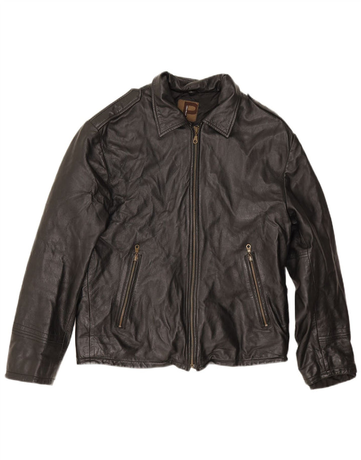 Conbipel Veste en Cuir Militaire Homme IT 48 Cuir Noir Moyen