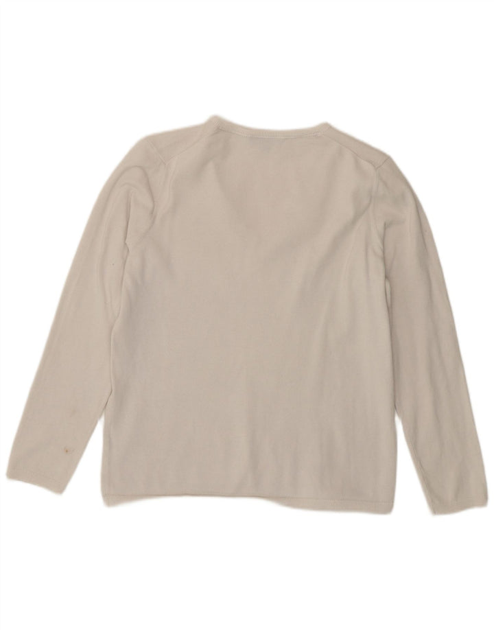 Tommy Hilfiger Pull col en V pour femme UK 14 Blanc moyen