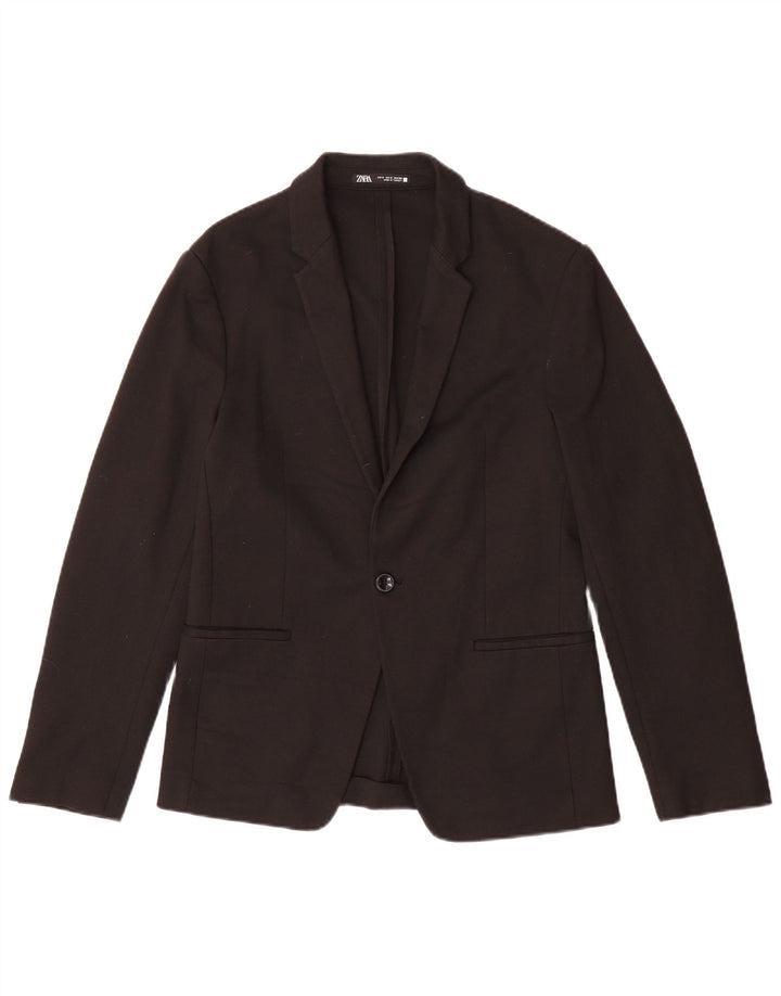 Zara Veste Blazer 1 Bouton Homme UK 36 Petit Noir Polyester
