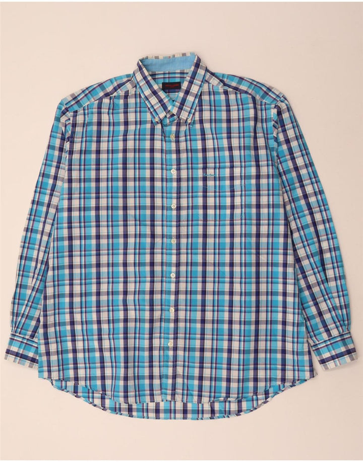 PIERRE CARDIN Chemise Homme Taille 47 2XL Bleu Carreaux