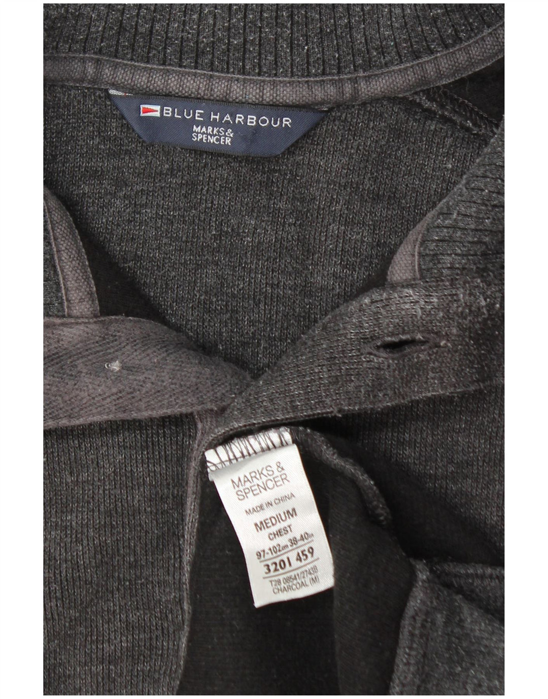 Marks & Spencer Pull col boutonné homme gris moyen coton