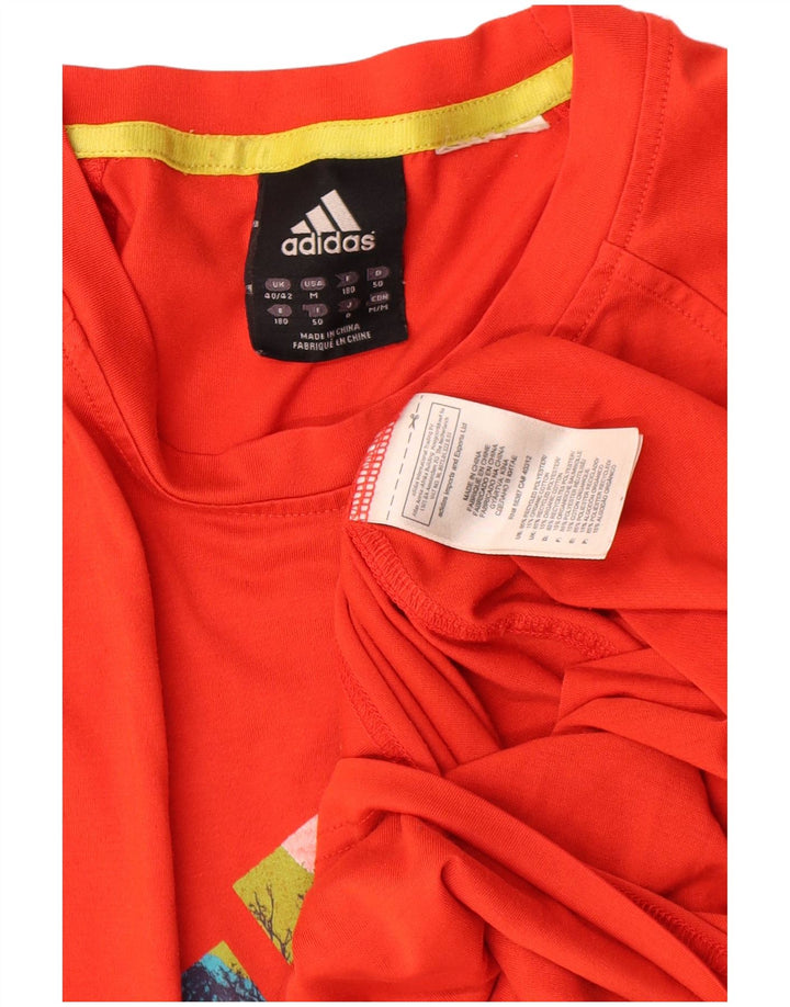Adidas Haut graphique à manches longues pour homme UK 40/42 Rouge moyen Polyester