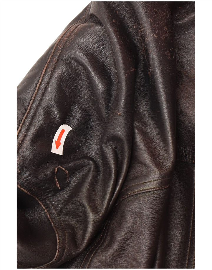 Veste en cuir homme vintage UK 44 2XL Cuir noir