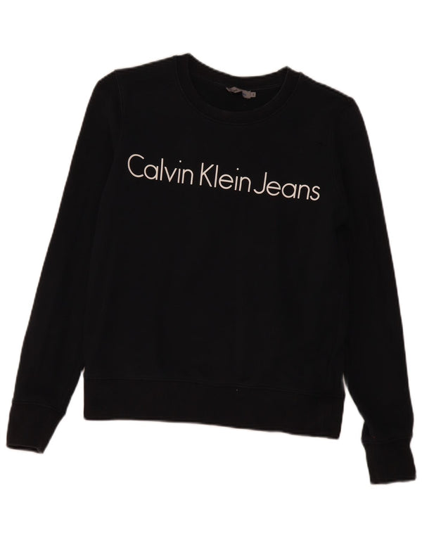 Calvin Klein Jeans Sweat-shirt graphique pour femme UK 10 Petit Noir
