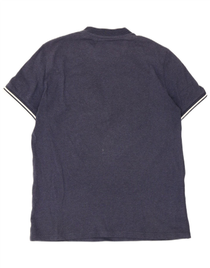 Fred Perry T-Shirt Col Zippé Homme Bleu Marine Rayé Moyen