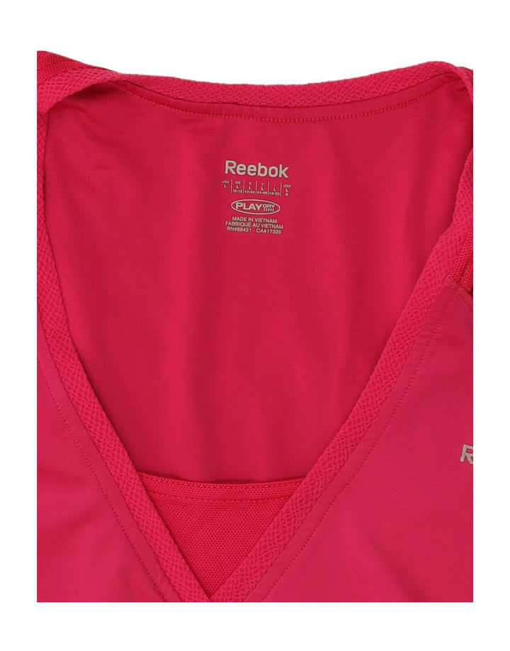 REEBOK Womens Vest Top UK 14 Large Pink Colourblock
