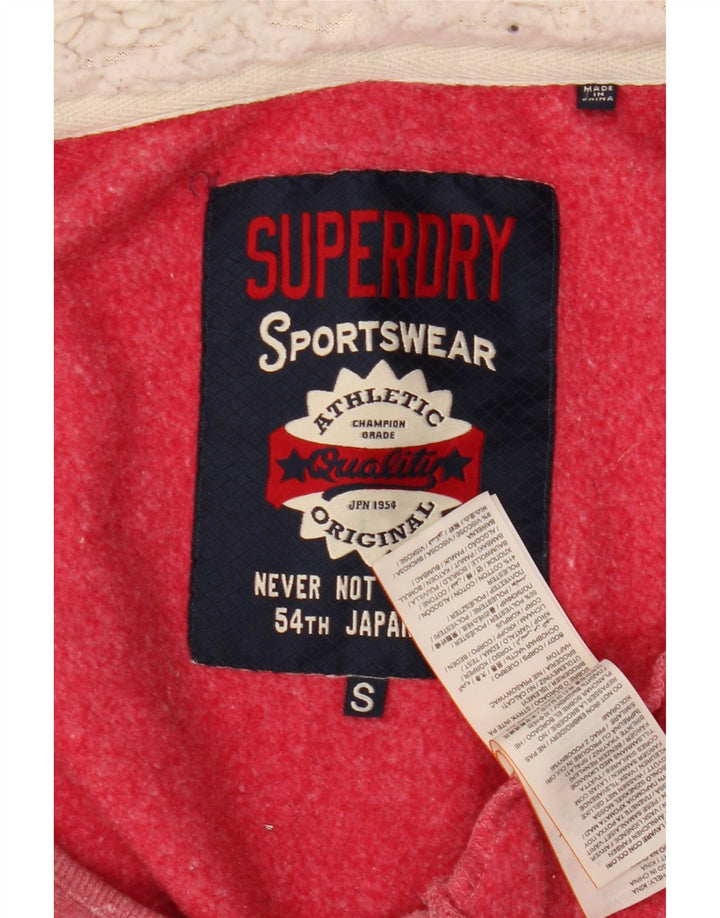 Superdry Pull à capuche zippé graphique pour femme UK 10 Petit Rose Polyester