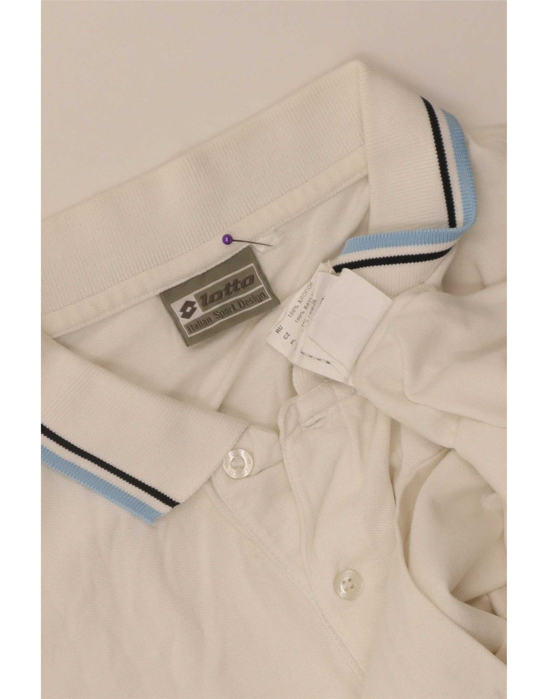 Lotto Polo Homme Large Blanc Rayé Coton
