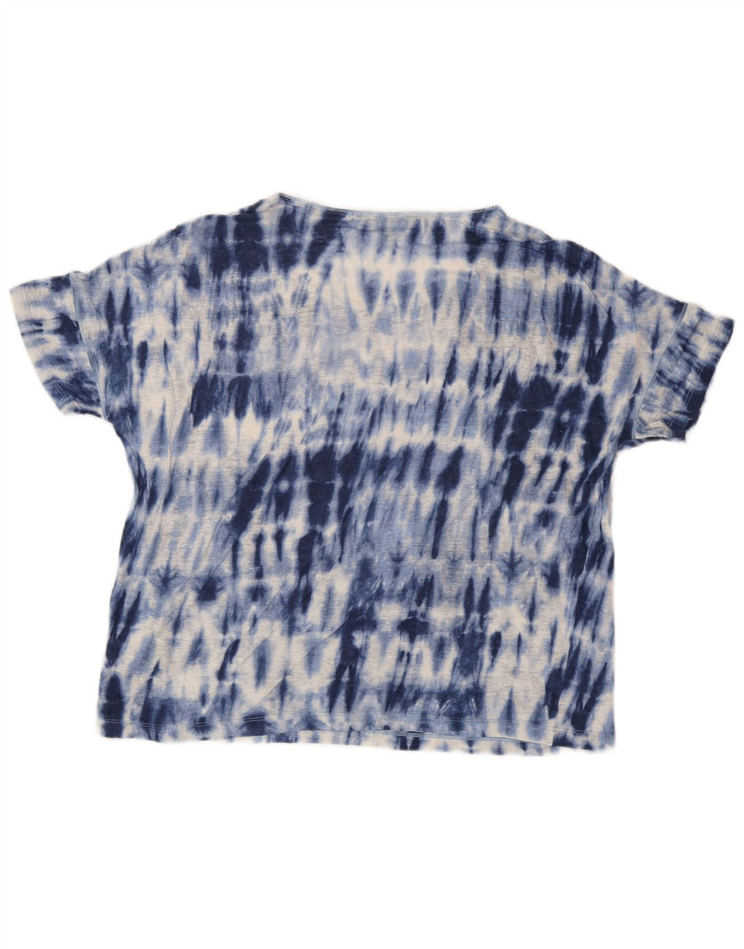 RALPH LAUREN T-Shirt Femme Top UK 14 Bleu Moyen Tie Dye Lin