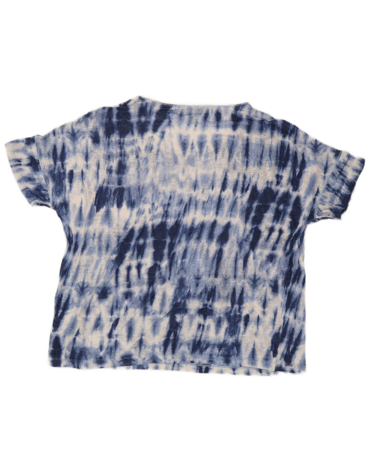 RALPH LAUREN T-Shirt Femme Top UK 14 Bleu Moyen Tie Dye Lin