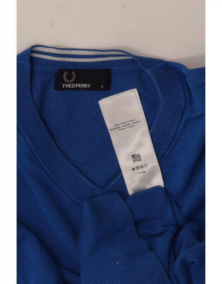 Fred Perry Pull col V pour homme en coton bleu Taille S