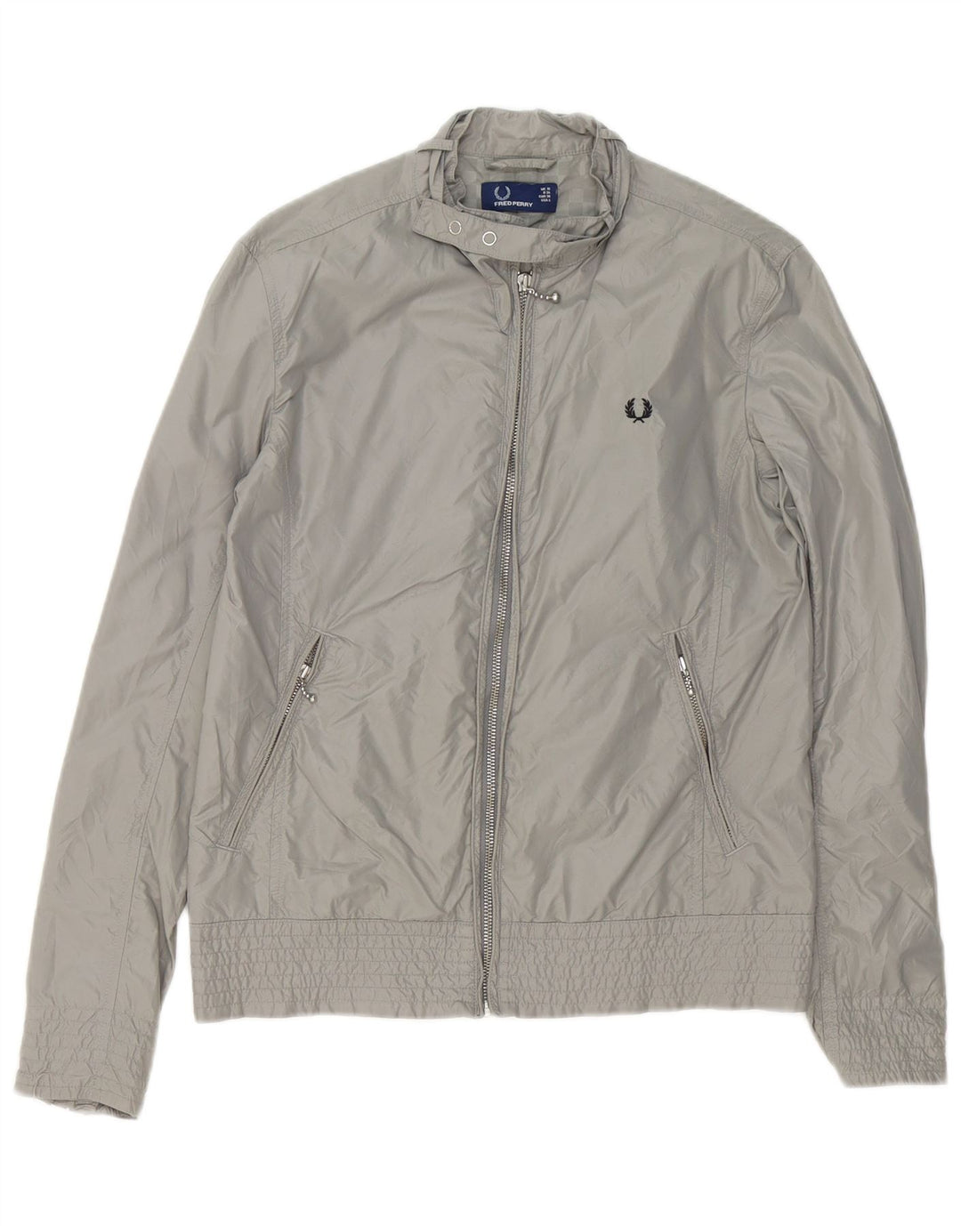 Fred Perry Veste Bomber Femme UK 10 Petit Nylon Gris