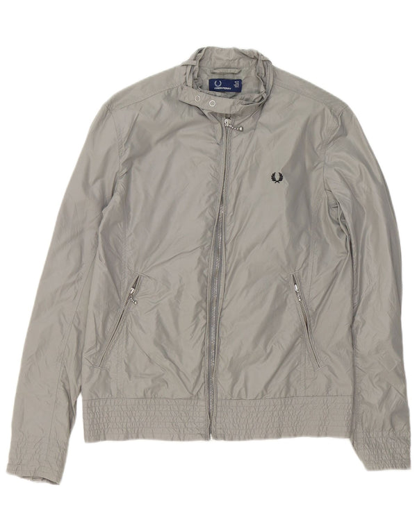 Fred Perry Veste Bomber Femme UK 10 Petit Nylon Gris