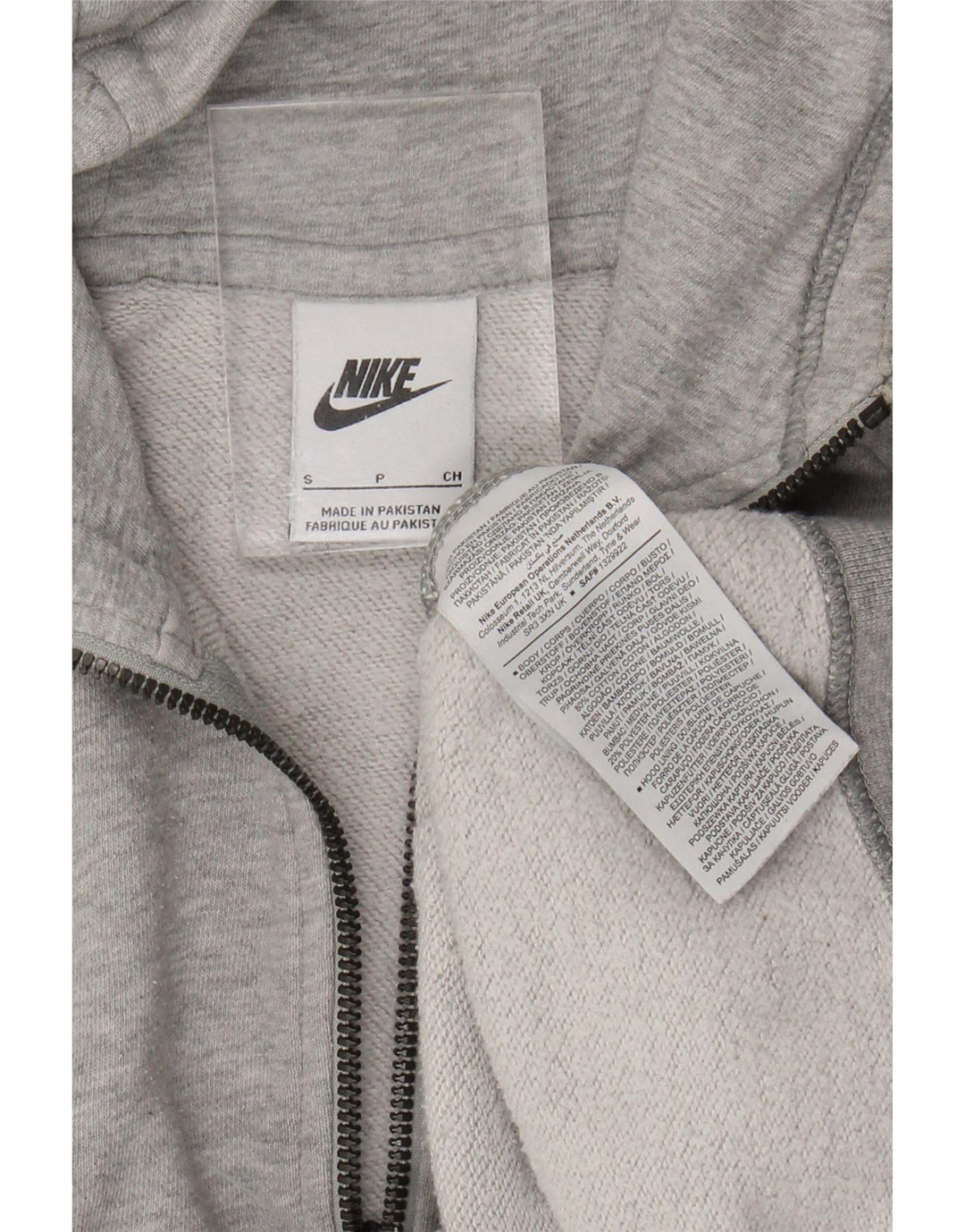 NIKE Pull à capuche zippé pour homme en coton moucheté gris petit