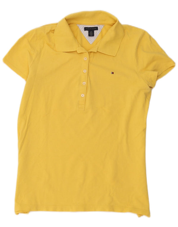 Tommy Hilfiger Polo Femme UK 14 Large Jaune Coton