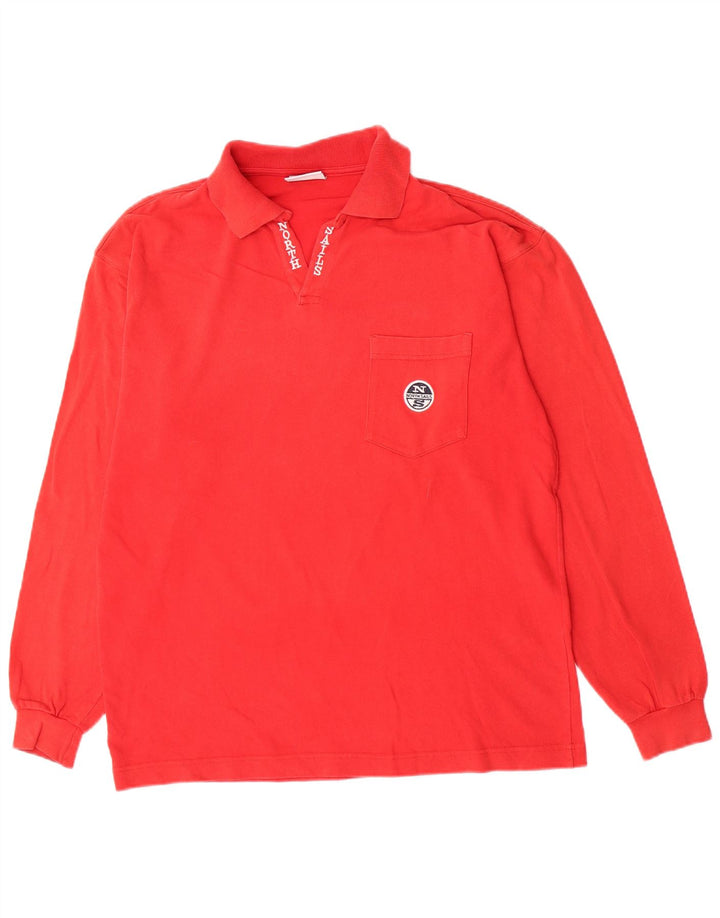 North Sails Polo à Manches Longues Homme Rouge Moyen Coton