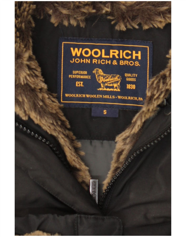 Woolrich Manteau rembourré à capuche pour femme UK 10 Small Noir Polyester