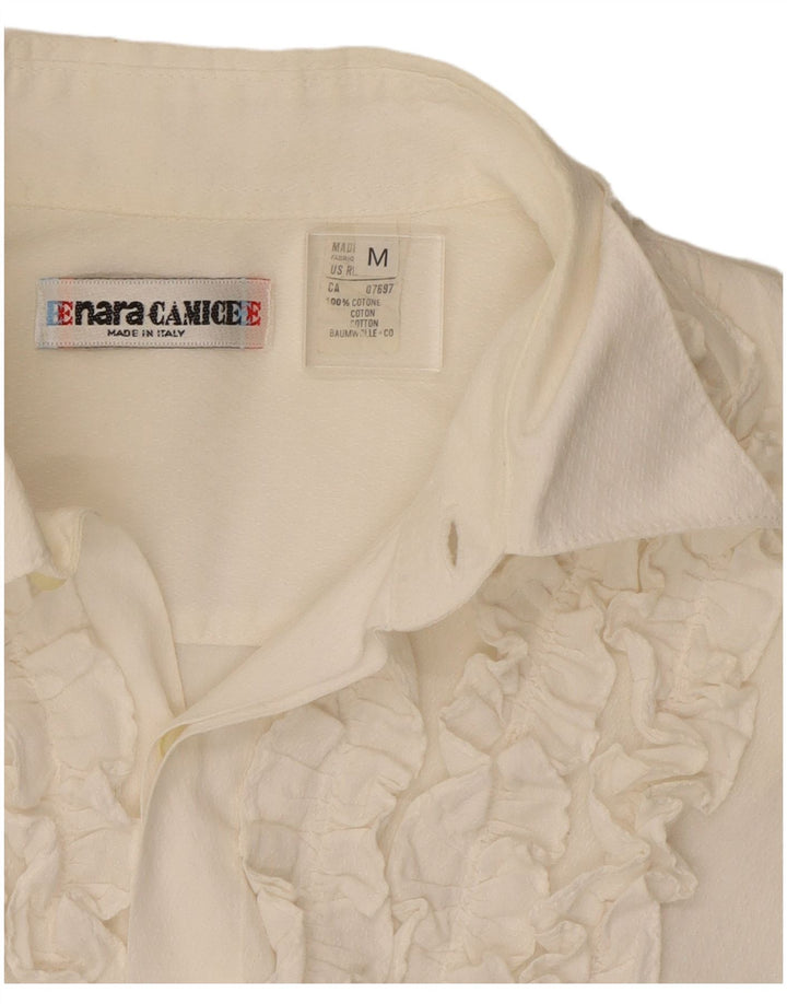 Enara Camice Chemise à volants pour homme en coton blanc moyen