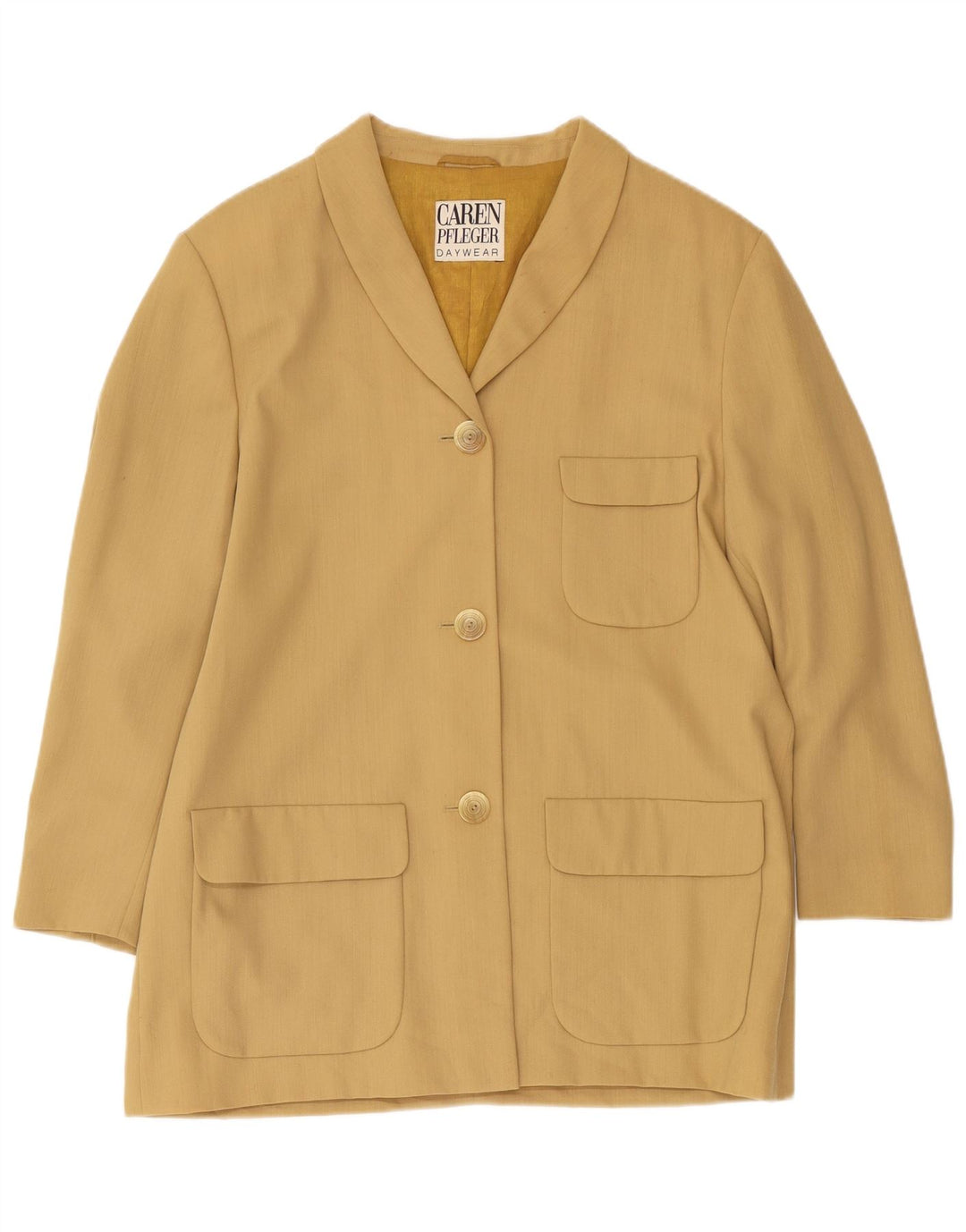 Veste Blazer 3 Boutons Femme EU 40 Laine Beige Moyen