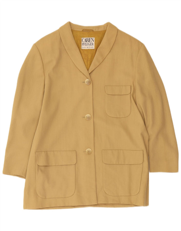 Veste Blazer 3 Boutons Femme EU 40 Laine Beige Moyen