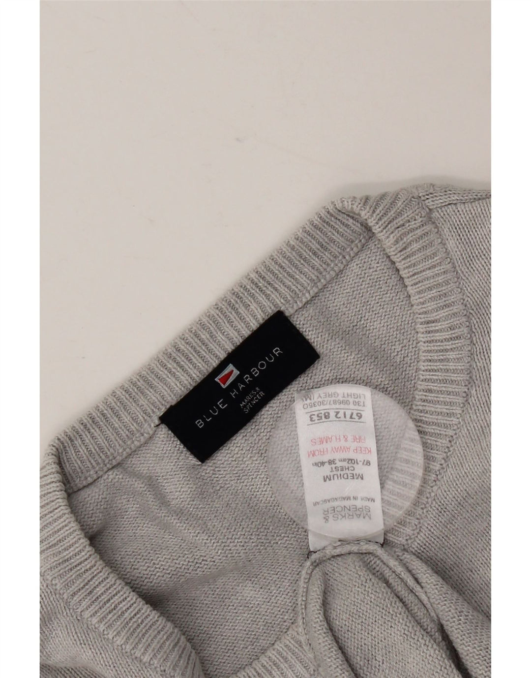 Marks & Spencer Pull col rond pour homme UK 38/40 Gris moyen