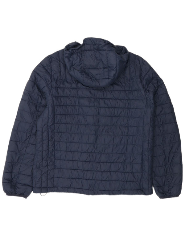 J. CREW Veste matelassée à capuche pour homme UK 40 Large Bleu Marine Nylon