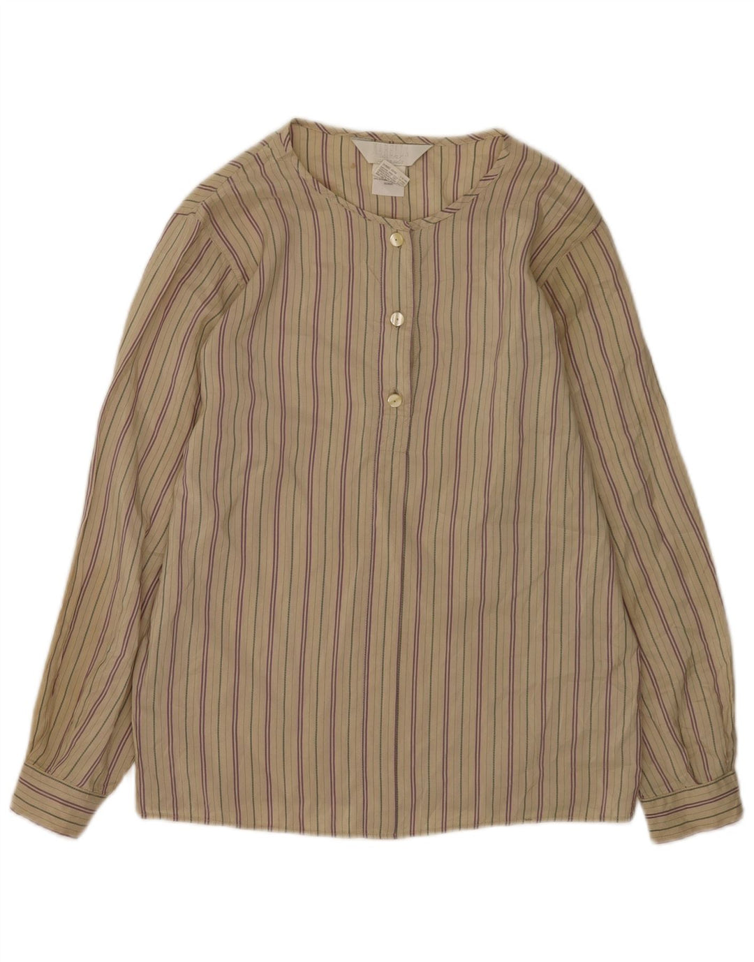 Marella Chemisier pull-over pour femme UK 12 en soie rayée beige moyen