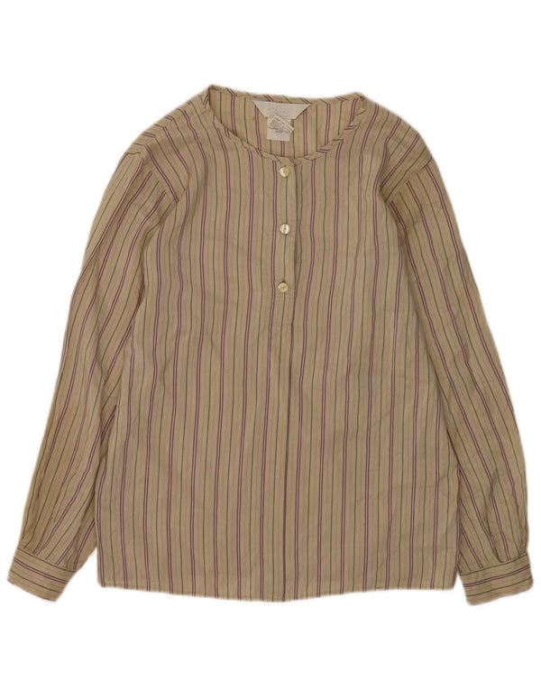 Marella Chemisier pull-over pour femme UK 12 en soie rayée beige moyen