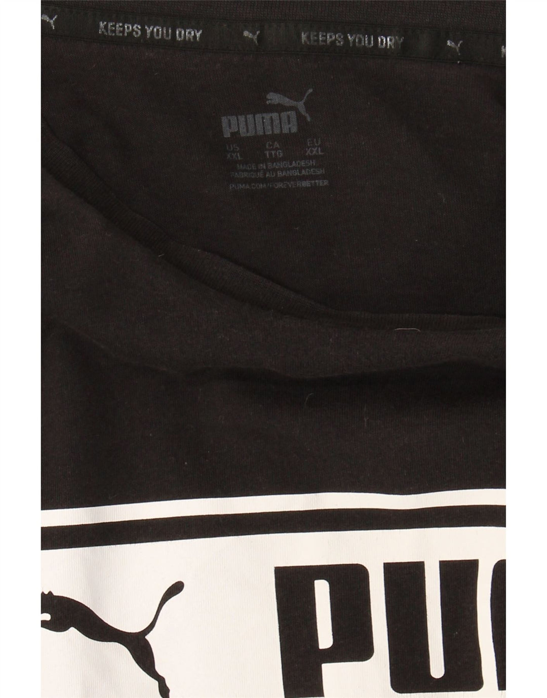 PUMA Mens Graphic T-Shirt Top 2XL Black Vintage Puma and Second-Hand Puma from Messina Hembry 